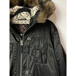 Obermeyer Ski Jacket Womens 6 Black Bomber Faux Fur Hood Utility Multi-Pocket
